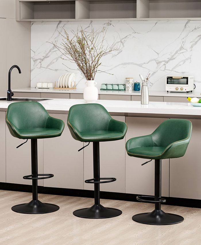 Glitzhome MidCentury Modern Hunter Leatherette Gaslift Adjustable