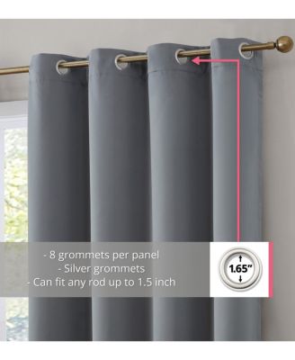 Dakota 100% Complete Blackout Lined Drapery with Double Layer Thermal Insulated Energy Efficient Window Curtain Grommet Panels for Bedroom & Living Room, 2 Panels