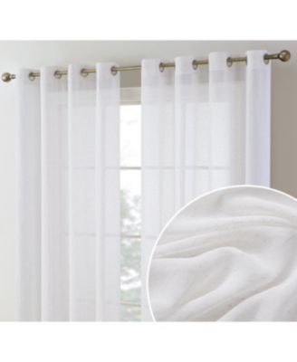 Sierra Burlap Flax Linen Semi Sheer Privacy Light Filtering Transparent Window Grommet Thick Curtains Panels, Set of 2