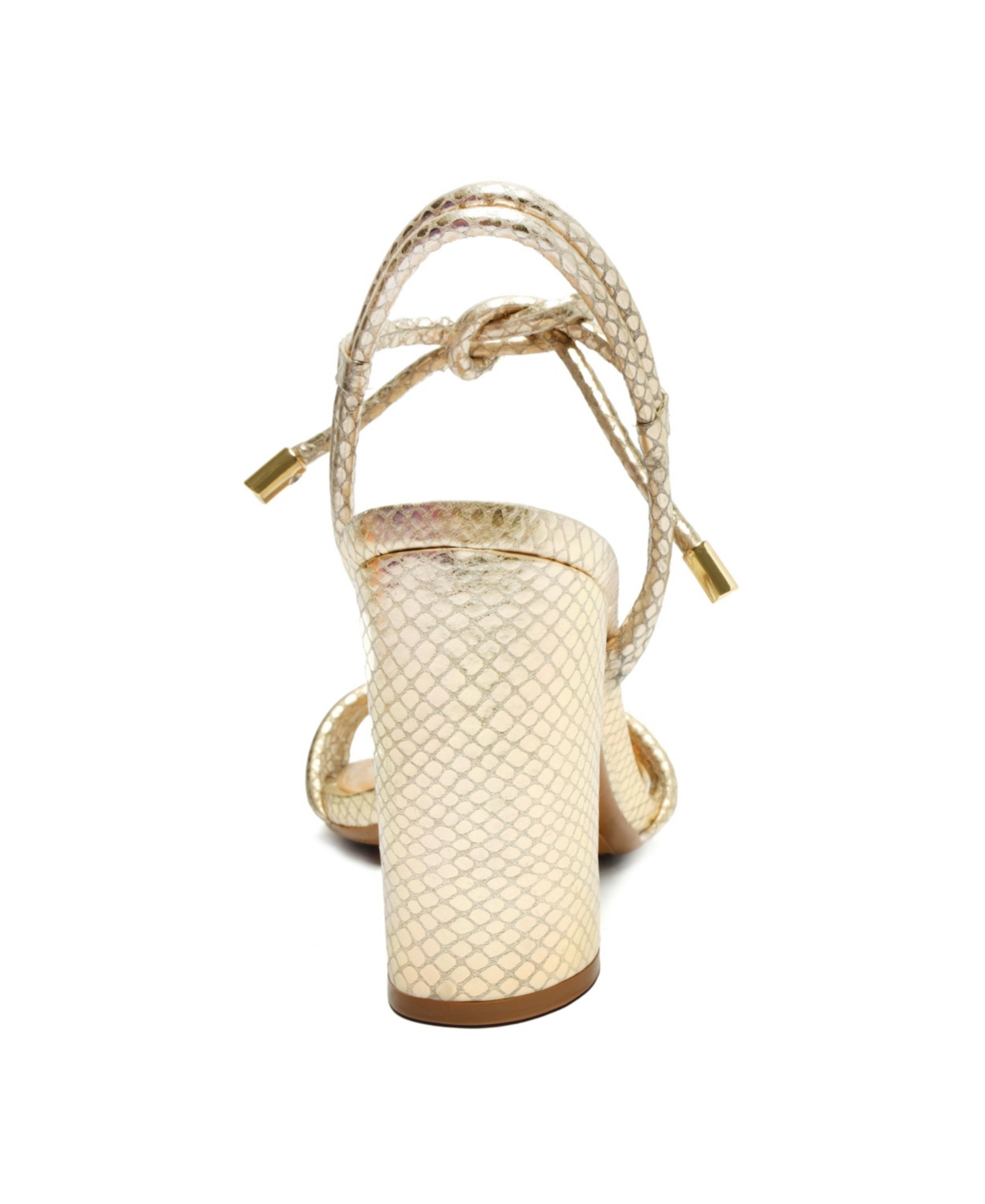 Arezzo Women's Camila High Block Heel Sandals - Gold Snake - Manmade Metallic