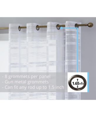 Broadway Stripe Decorative Semi Sheer Light Filtering Grommet Window Treatment Curtain Panels, Set of 2