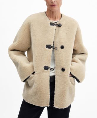 MANGO Women's Appliques Faux-Fur Coat Macy's