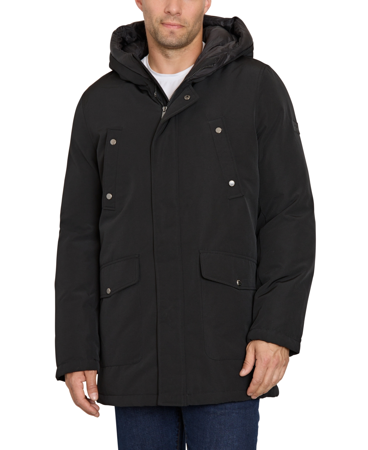 Sean John Men s Three quarter Hooded Solid Parka In Black ModeSens
