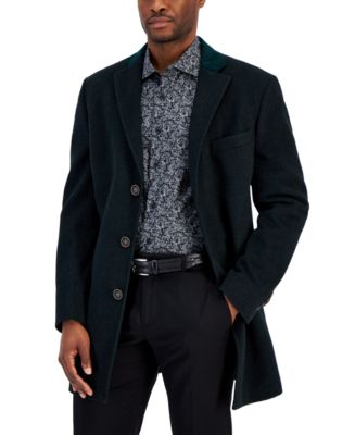 Tallia Men's Solid Overcoat Yellow Size Large