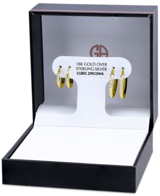 2-Pc. Set Cubic Zirconia Small Hoop Earrings, Created for Macy's