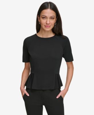 DKNY - Women's Peplum-Hem Back-Zip Blouse