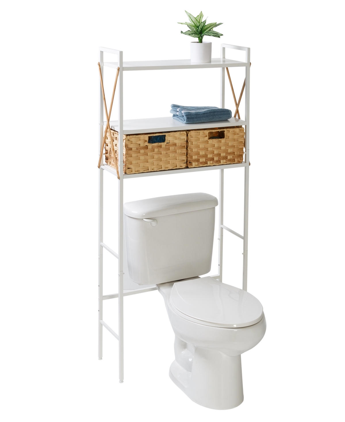 Shop Honey Can Do Decorative Over The Toilet Space Saver With Woven Baskets In White