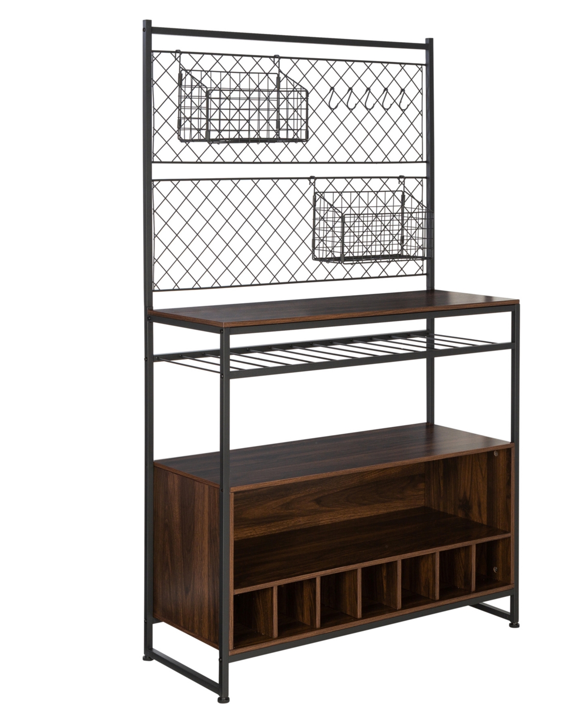 Honey Can Do Multi-purpose Kitchen Bakers Rack With Wine Storage In Black