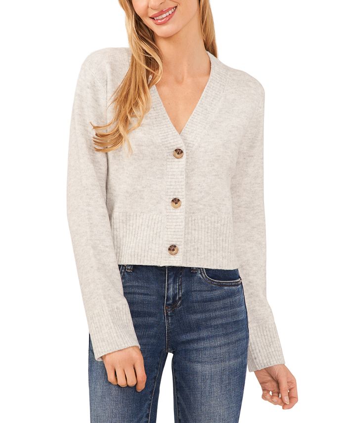 CeCe Women's VNeck Cropped Cardigan Macy's