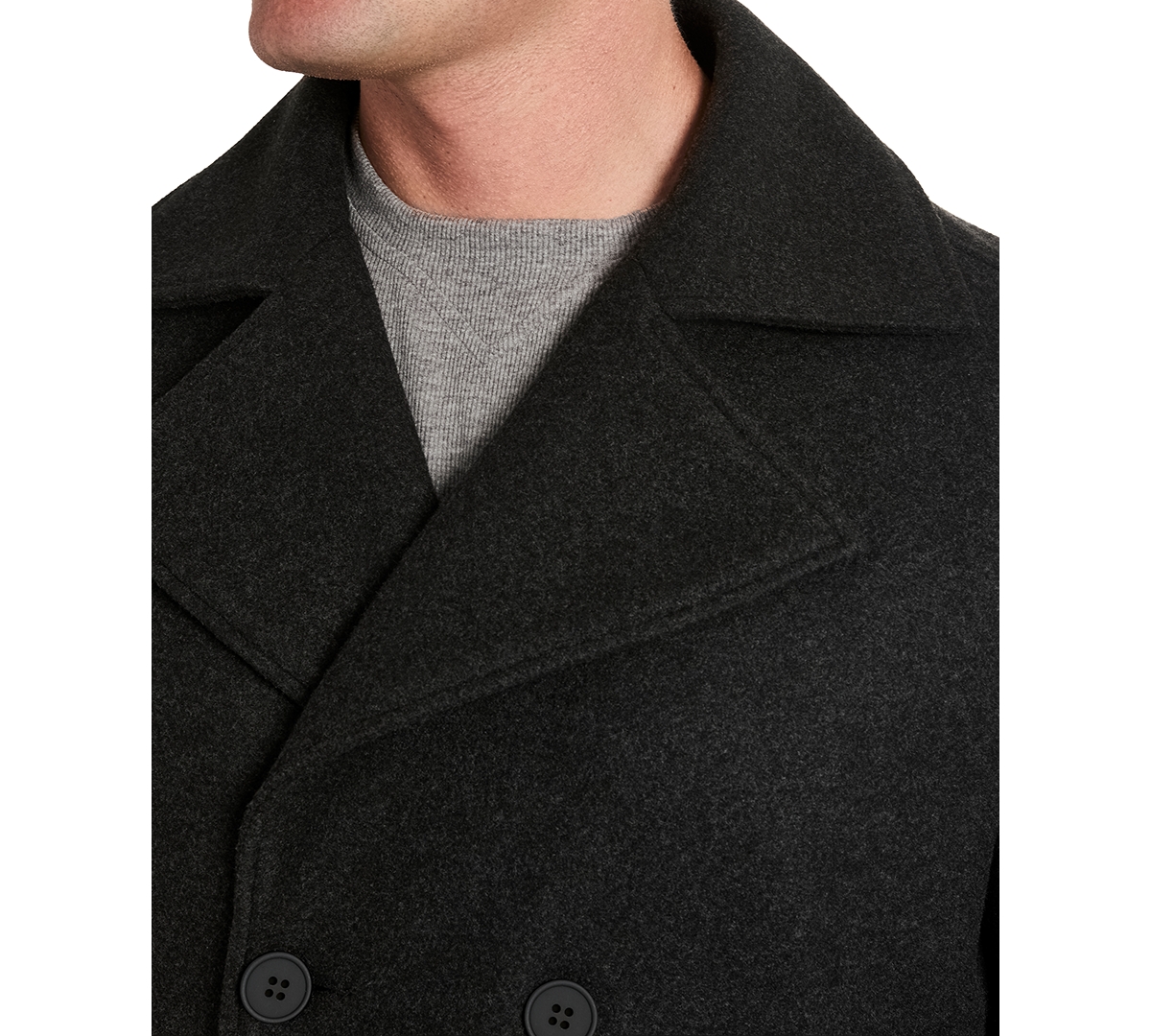 Shop Kenneth Cole Men's Double-breasted Peacoat In Charcoal