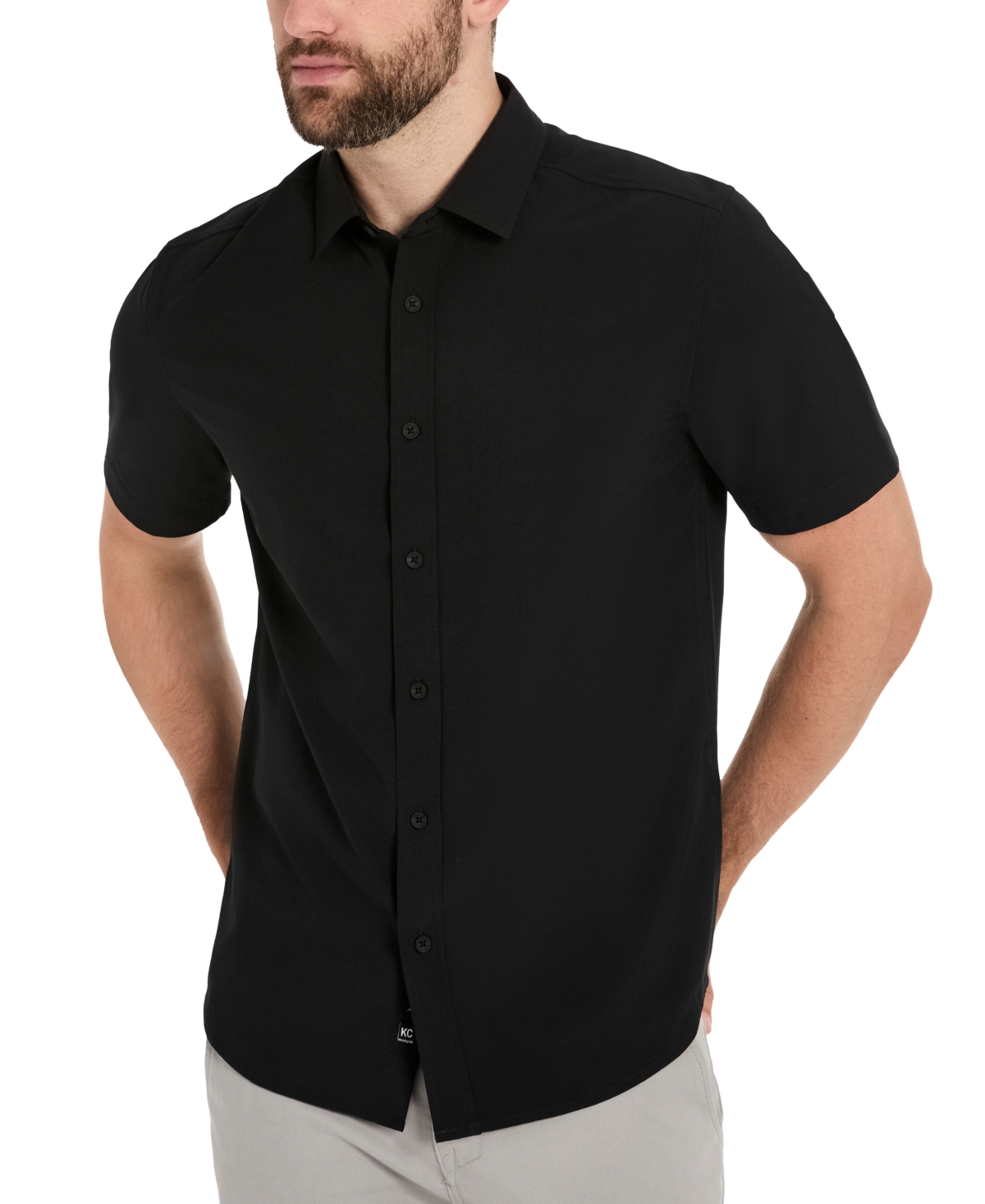 Kenneth Cole Men's Short-sleeve Sport Shirt In Black
