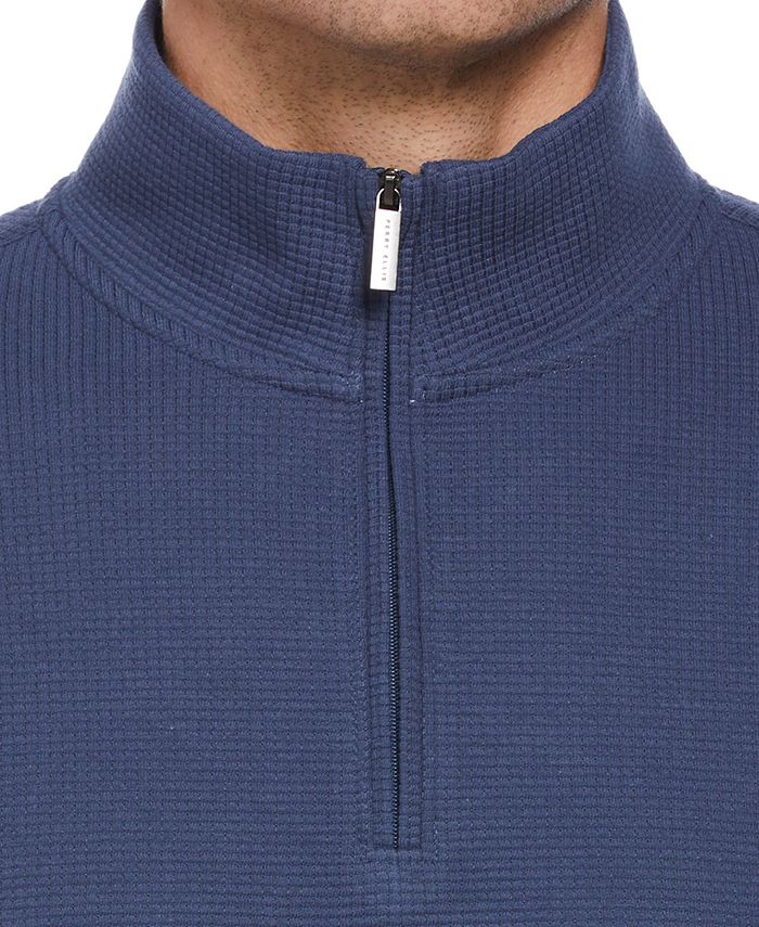 Perry Ellis Men's WaffleKnit QuarterZip Sweater Macy's