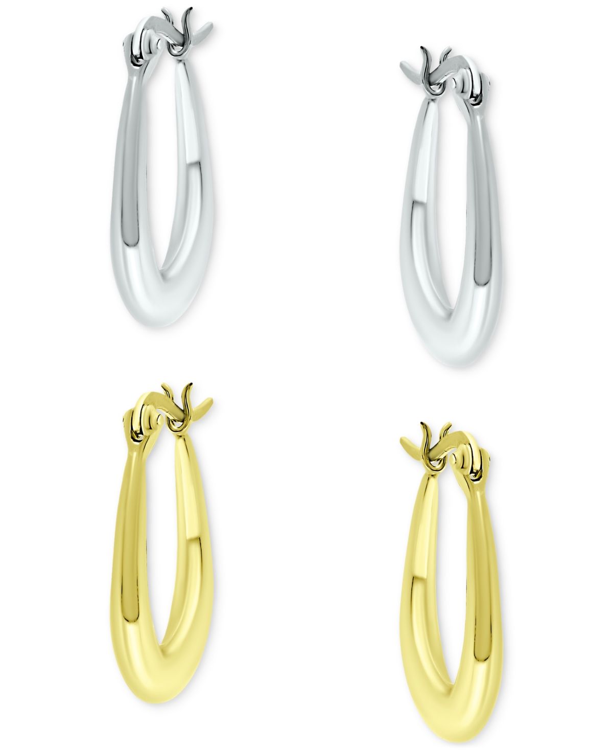 Giani Bernini 2-Pc. Set Polished Oval Hoop Earrings in Sterling Silver & 18k Gold-Plate, Created for Macy's - Two-Tone