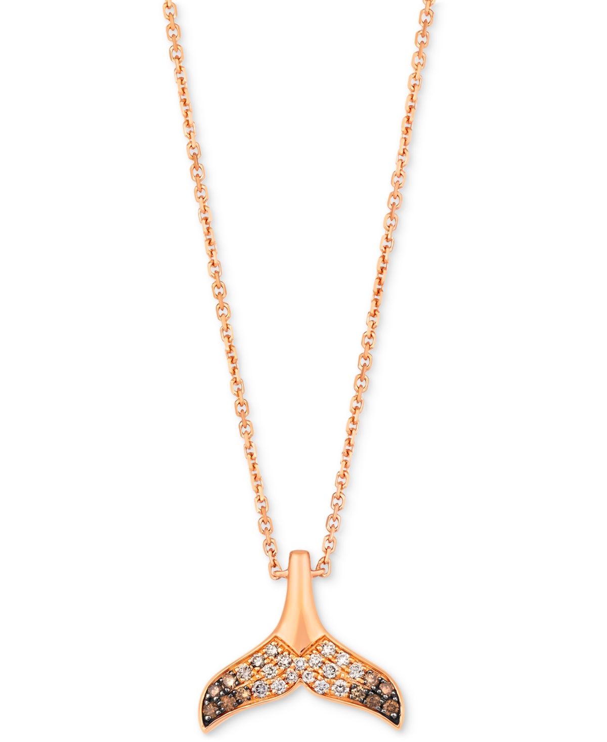 Le Vian Chocolate Ombre Diamond Whale Tail 19" Adjustable Pendant Necklace (1/5 Ct. T.w.) In 14k Rose Gold In K Strawberry Gold Adjustable Necklace