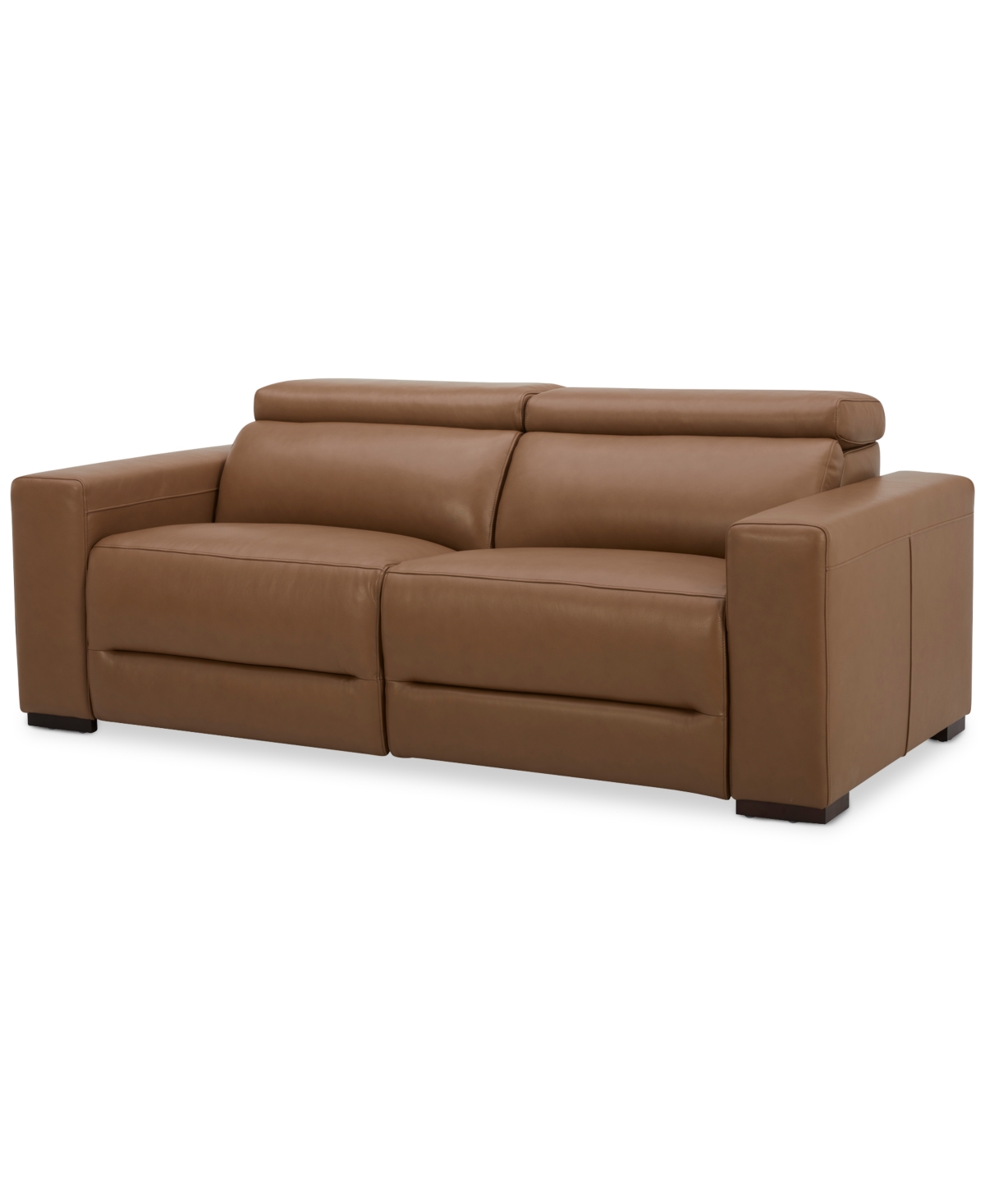 Macy's Nevio 82" 2-pc. Leather Sectional With 2 Power Recliners And Headrests, Created For  In Butternut