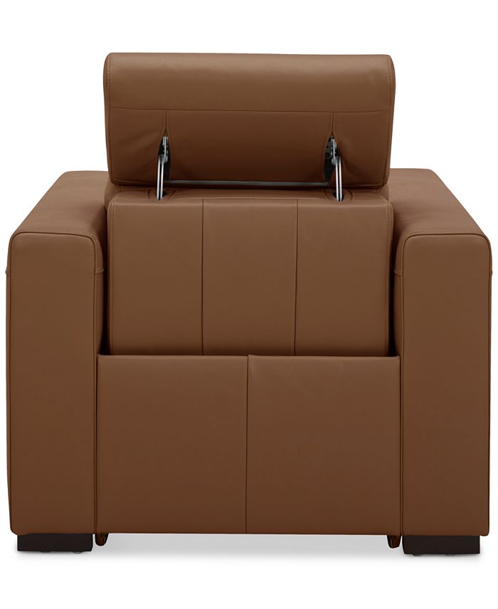 Furniture Nevio 39" Leather Power Recliner and Headrest, Created For