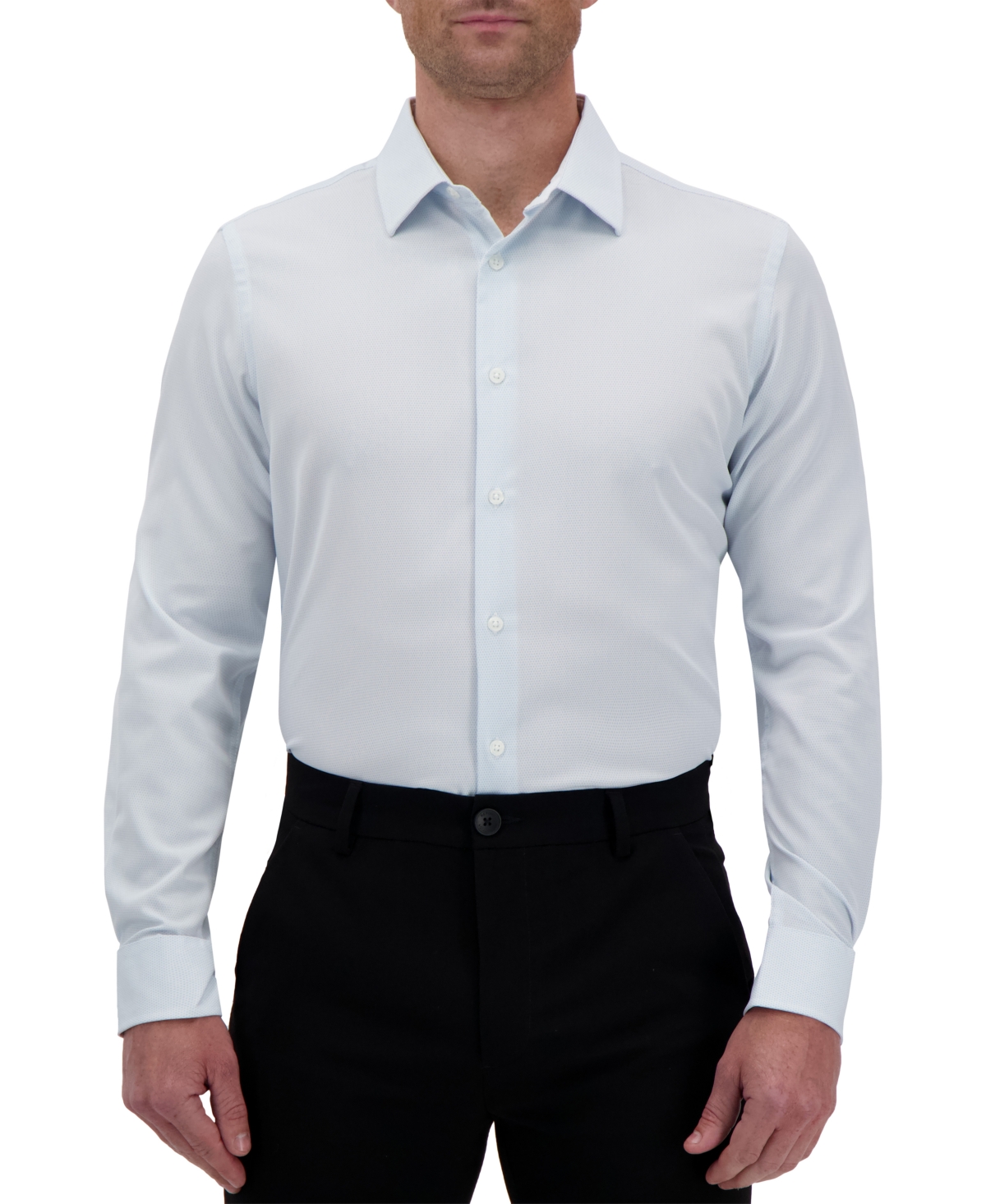 Report Collection Men's Slim-fit Motif-print Dress Shirt In Light Blue