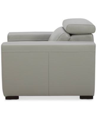 Nevio 39" Leather Power Recliner and Headrest, Created For Macy's