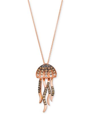 Le Vian - Chocolate Ombr&eacute; Diamond & Chocolate Diamond Jellyfish 20" Adjustable Pendant Necklace (3/8 ct. t.w) in 14k Rose Gold