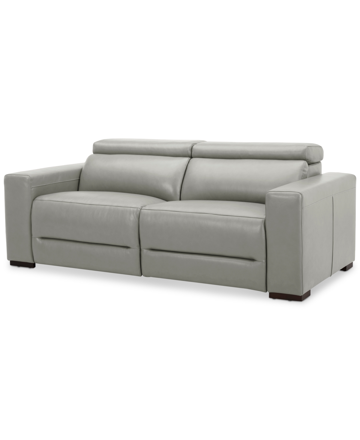 Macy's Nevio 82" 2-pc. Leather Sectional With 2 Power Recliners And Headrests, Created For  In Light Grey