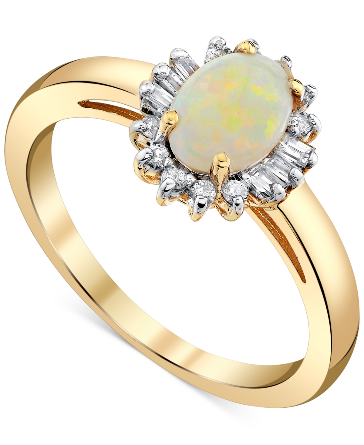 Macy's Opal (1/2 Ct. T.w.) & Diamond (1/5 Ct. T.w.) Halo Ring In 10k Gold
