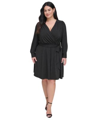 DKNY Plus Size Embellished Faux Wrap Dress Macy s