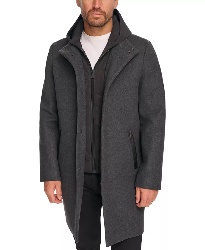 Men's Removable Hood Button Car Coat - thumbnail 6