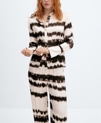 MANGO Women's Tie-Dye Pleated Trousers