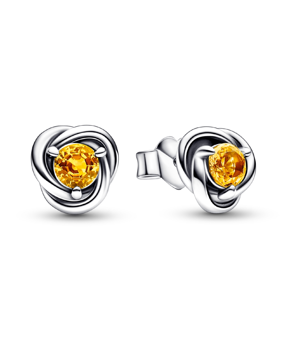 Shop Pandora November Honey Eternity Circle Stud Earrings In Yellow