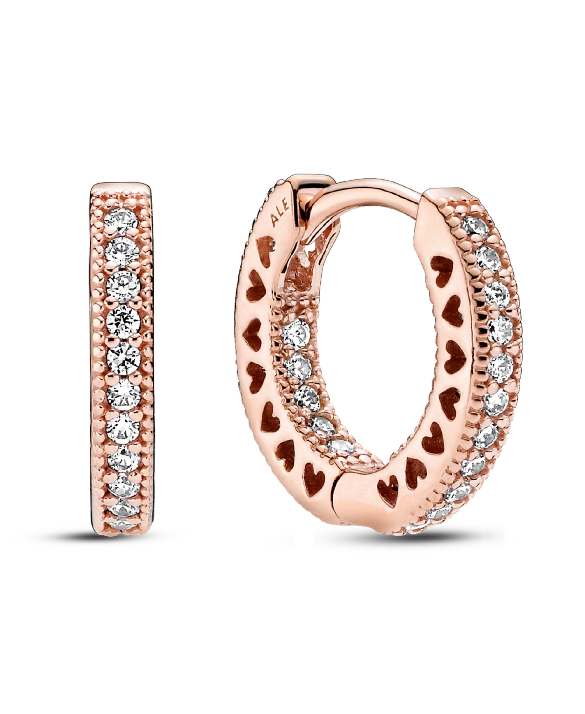 PANDORA PAVE HEART HOOP EARRINGS