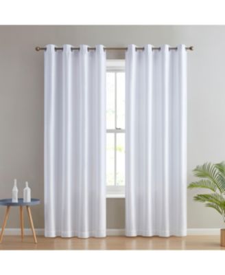 Jefferson Faux Silk Semi Sheer Light Filtering Microfiber Lined Grommet Lightweight Window Curtain Panels, Set of 2