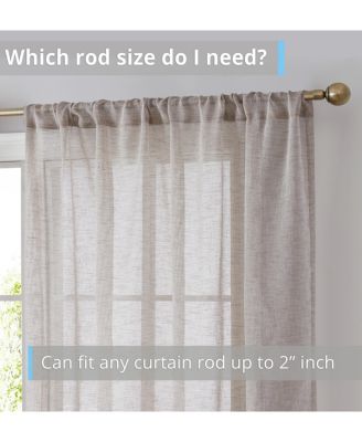 Penelope Faux Linen Textured Semi Sheer Privacy Sun Light Filtering Transparent Window Rod Pocket Thick Curtain Panels, Set of 2