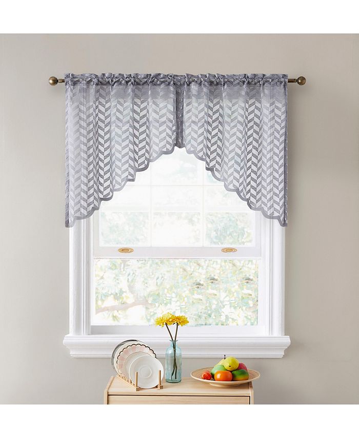 HLC.me Herringbone Semi Sheer Voile Kitchen Cafe Curtain Panels - Rod ...