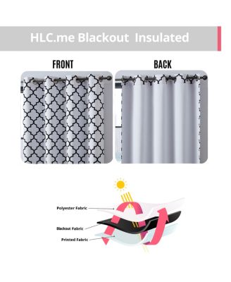 Lattice Print Drape Blackout Curtains Pattern - Weather Insulated Curtains, Sun Blocking Window Treatment Draperies for Living Room - Set of 2