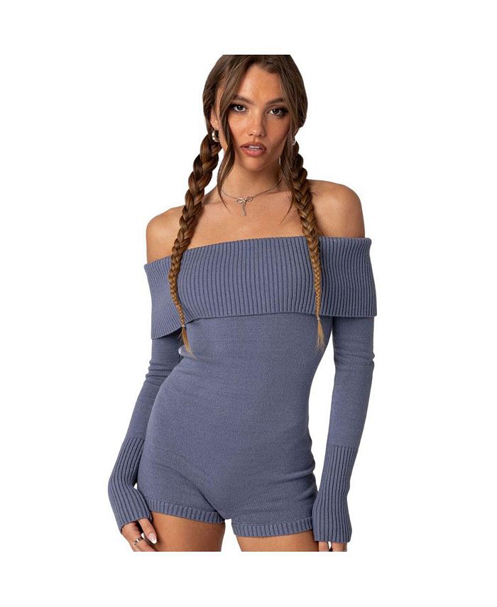 Off the online shoulder long romper