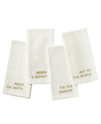Joyful Sentiment Embroidered Napkins, Set of 4, 17" x 17"