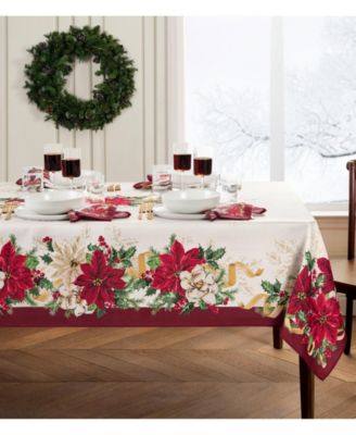 Elrene Poinsettia Garlands Table Linens Collection In Multi