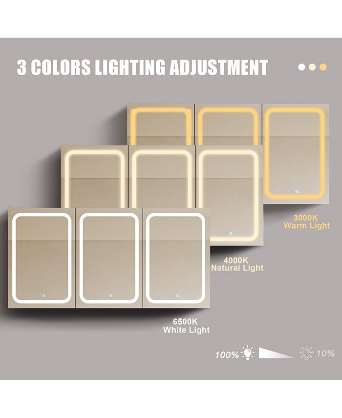 Simplie Fun 60x30 Inch LED Bathroom Medicine Surface Mount Double Door Lighted Medicine