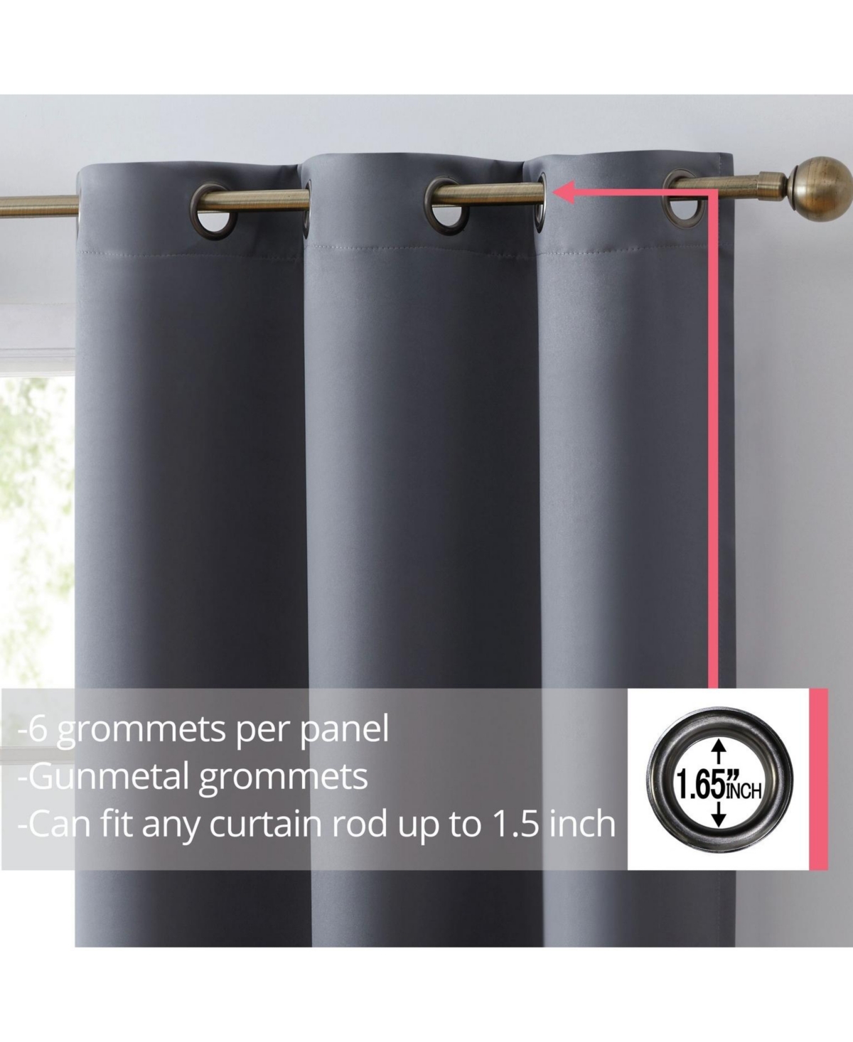 Hlc.me Laurance Full Shaded Blackout Curtains - Thermal Insulation Light Blocking Home Theater Grommet Window Drapery Basement Curtains, Set of 2 - St