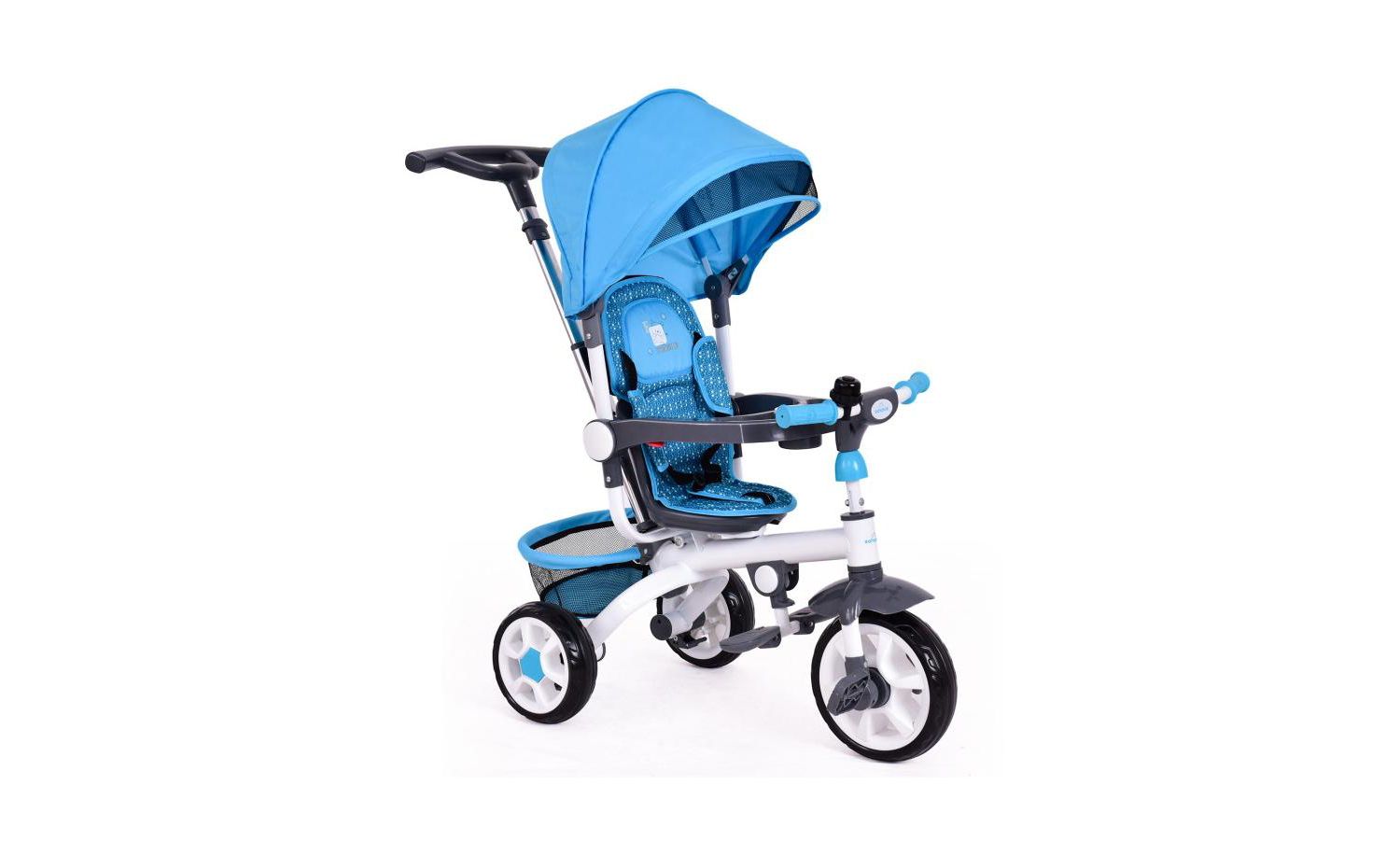 Girls 4-in-1 Tricycle Stroller with Detachable Design and Round Sun Canopy