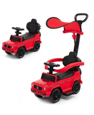 3-In-1 Ride on Push Car Mercedes Benz Stroller Sliding Car with Canopy