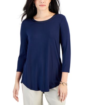 売れ筋商品|||ジェイエムコレクション カットソー トップス レディース Petite Solid Rayon Span Short-Sleeve Top, Created for Macy's Spa Blue JM Collection Petite Printed Short-Sleeve Shirt, Created for
