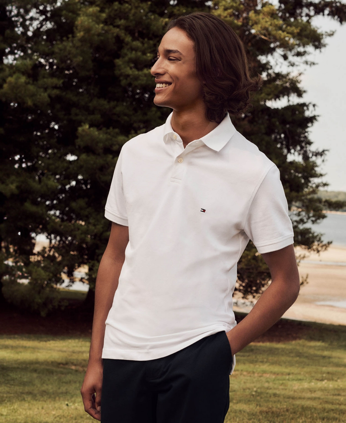 Shop Tommy Hilfiger Men's Cotton Classic Fit 1985 Polo In Desert Sky,white