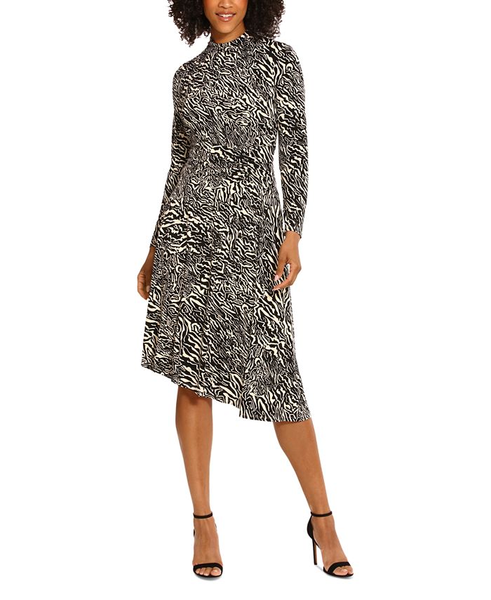 Women s Mock Neck Asymmetric Hem Dress