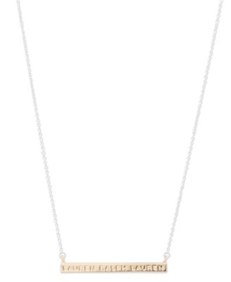 Lauren Ralph Lauren - Two-Tone Logo Bar Pendant Necklace, 16" + 3" extender