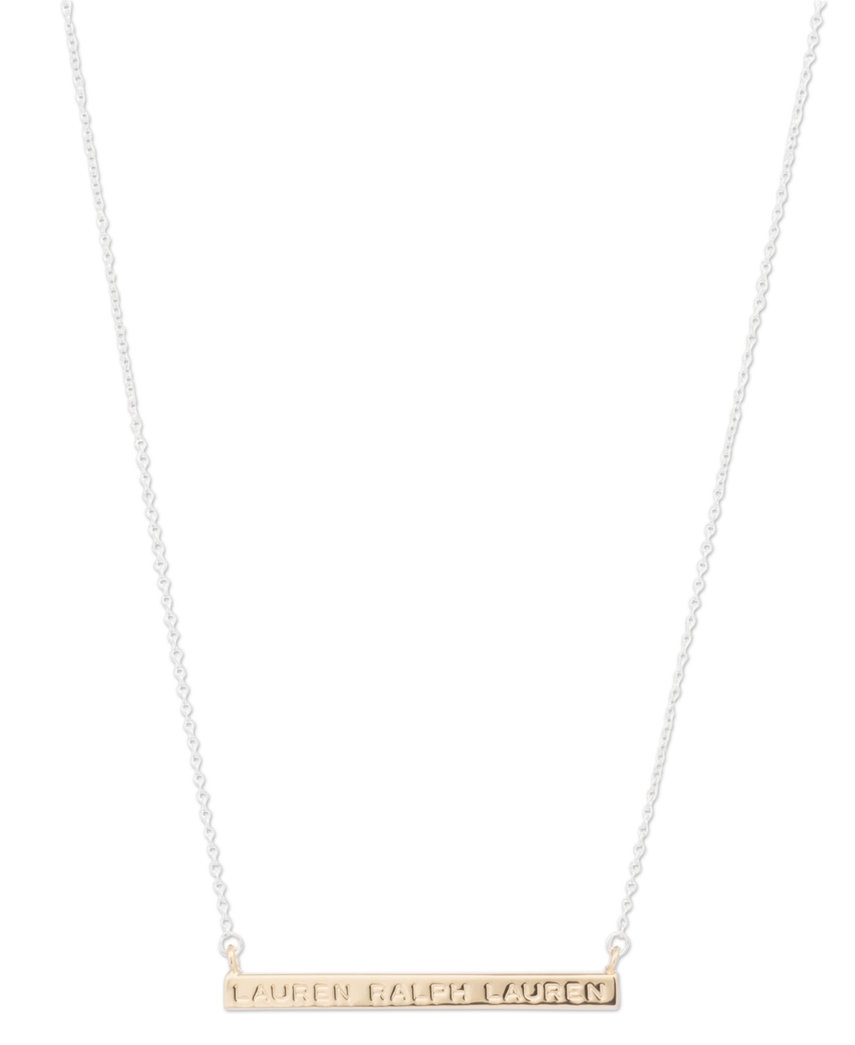 Lauren Ralph Lauren Two-tone Logo Bar Pendant Necklace, 16" + 3" Extender In Gold,silver