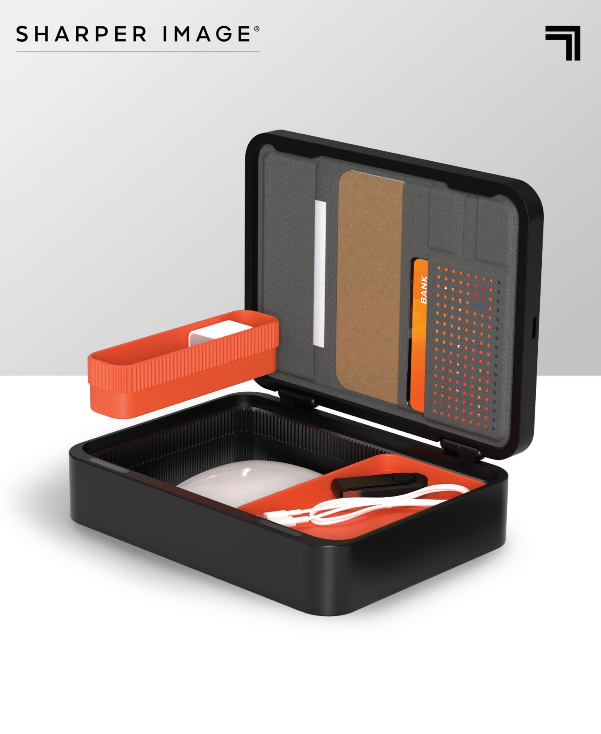 Sharper Image Wireless Valet Desk Organizer with Charging Pad, Set of 6