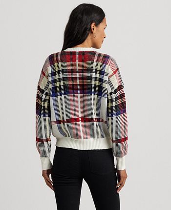 Lauren Ralph Lauren Women's Checked Plaid Wool-Blend Poncho Sweater Multi main image 1