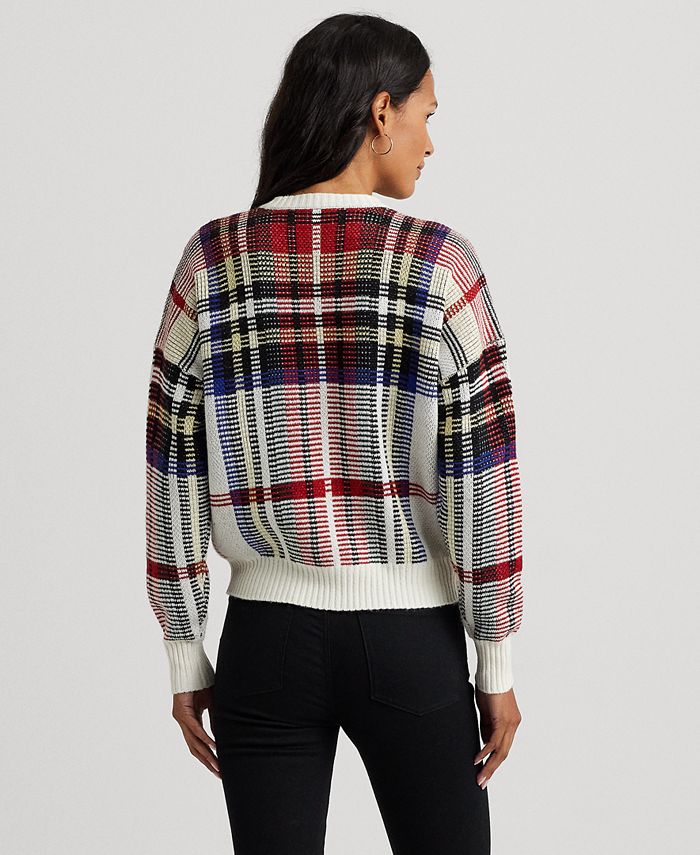 Lauren Ralph Lauren Women's Checked Plaid Wool-Blend Sweater - Macy's