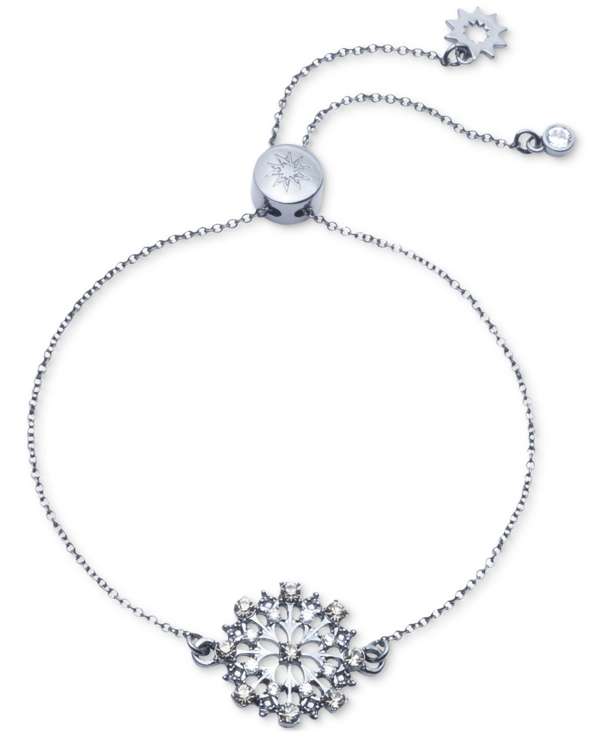 Marchesa Crystal Open Floral Slider Bracelet In Dark Grey
